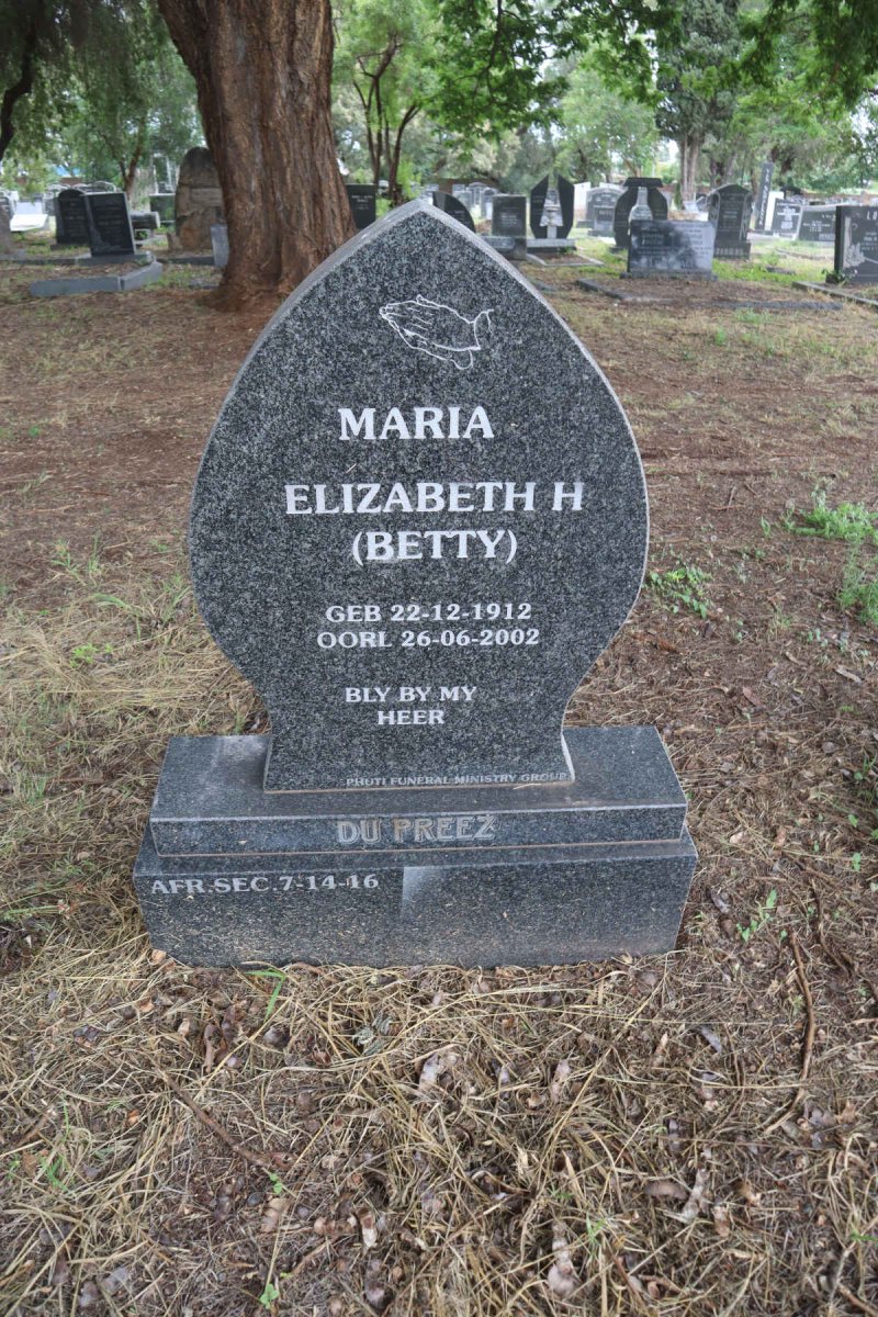 PREEZ Maria Elizabeth H., du 1912-2002