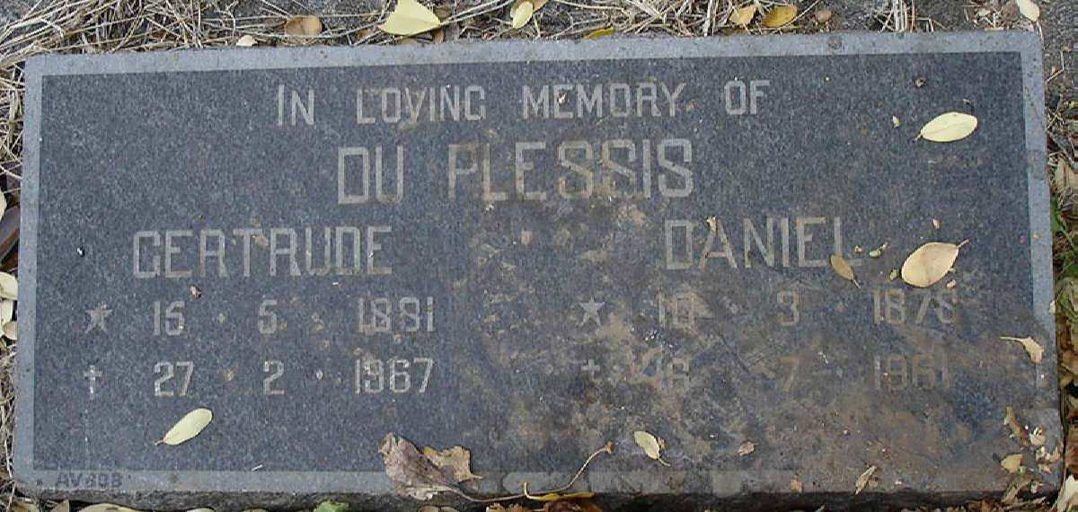 PLESSIS Daniel, du 1878-1961 &amp; Gertrude 1881-1967