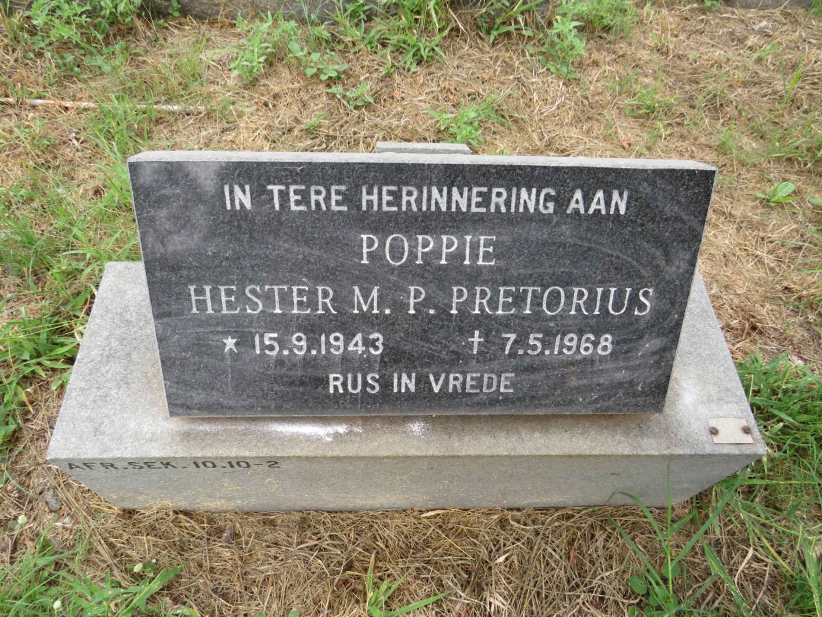 PRETORIUS Hester M.P. 1943-1968