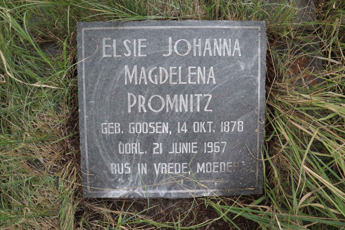 PROMNITZ Elsie Johanna Magdelena nee GOOSEN 1878-1967