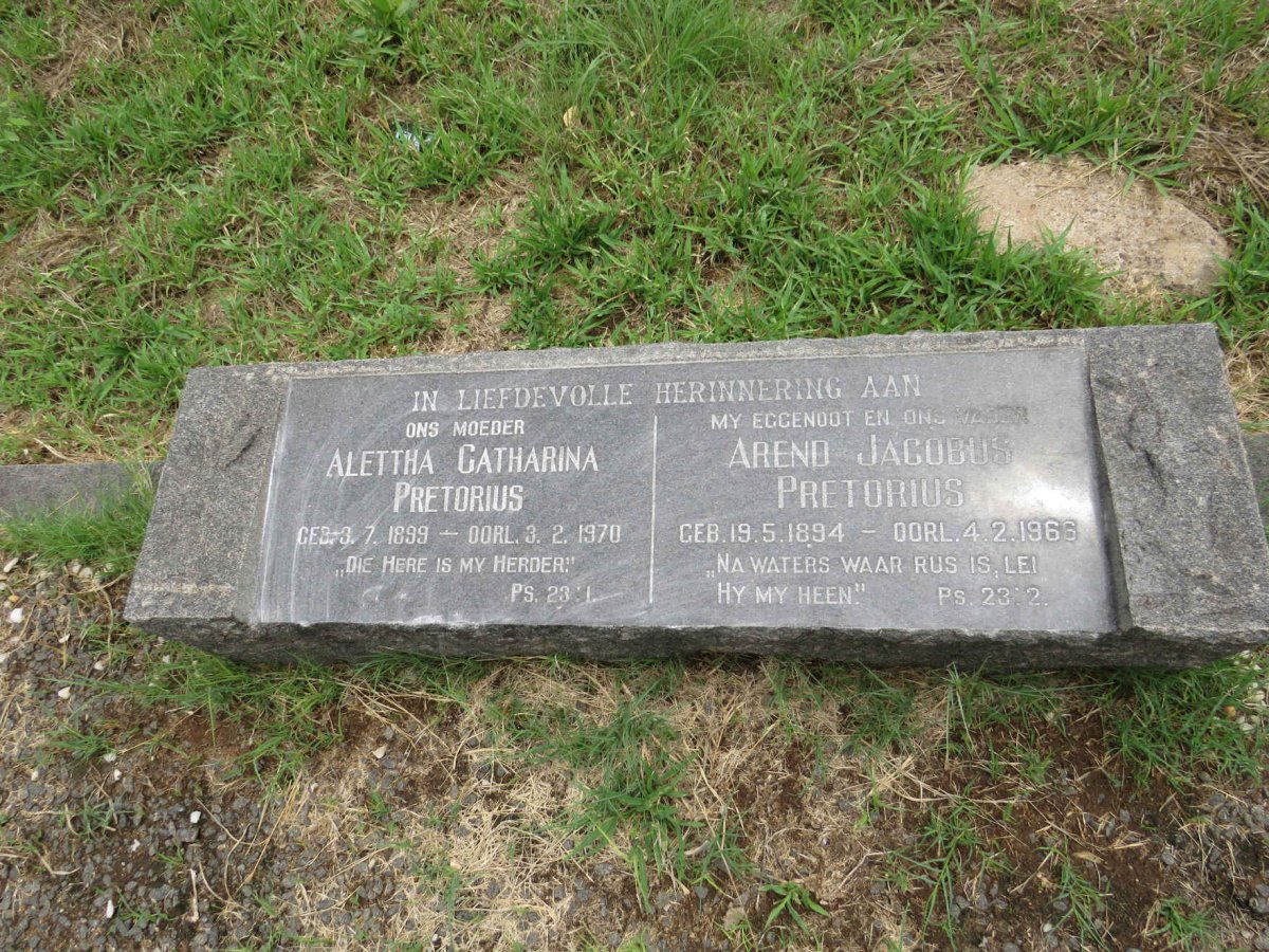 PRETORIUS Arend Jacobus 1894-1966 & Alettha Catharina 1899-1970