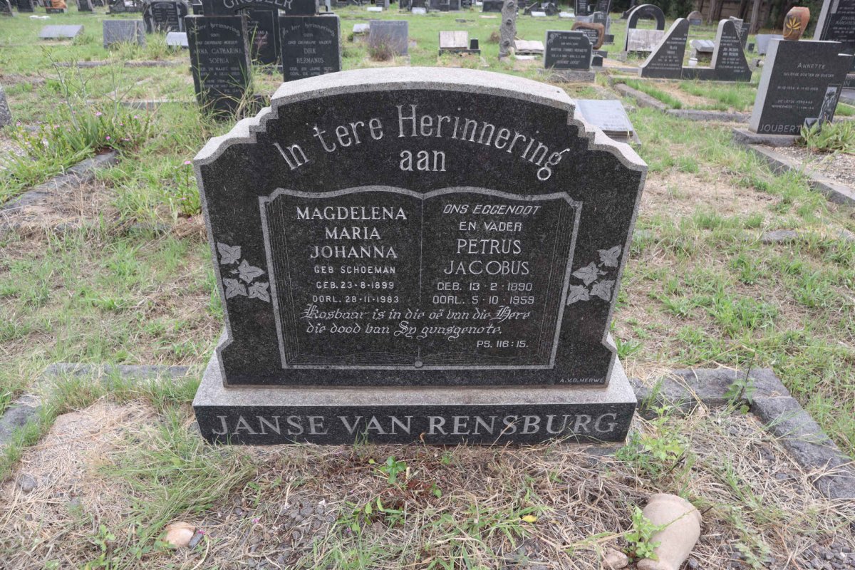 RENSBURG Petrus Jacobus, Janse van 1890-1959 & Magdelena Maria Johanna SCHOEMAN 1899-1983