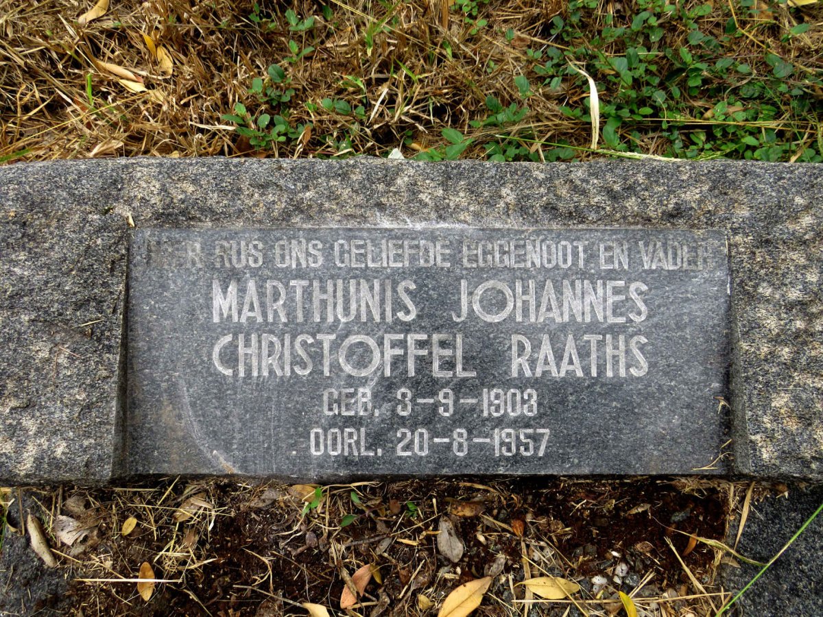 RAATHS Marthunis Johannes Christoffel 1903-1957