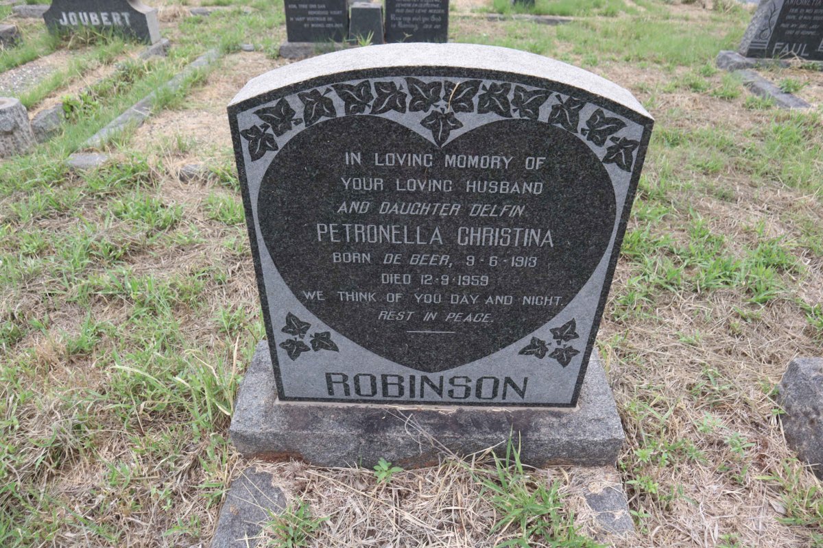 ROBINSON Petronella Christina nee DE BEER 1913-1959