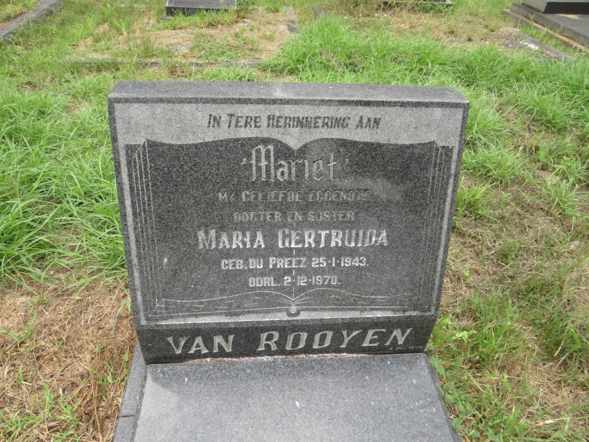 ROOYEN Maria Gertruida, van 1943-1970