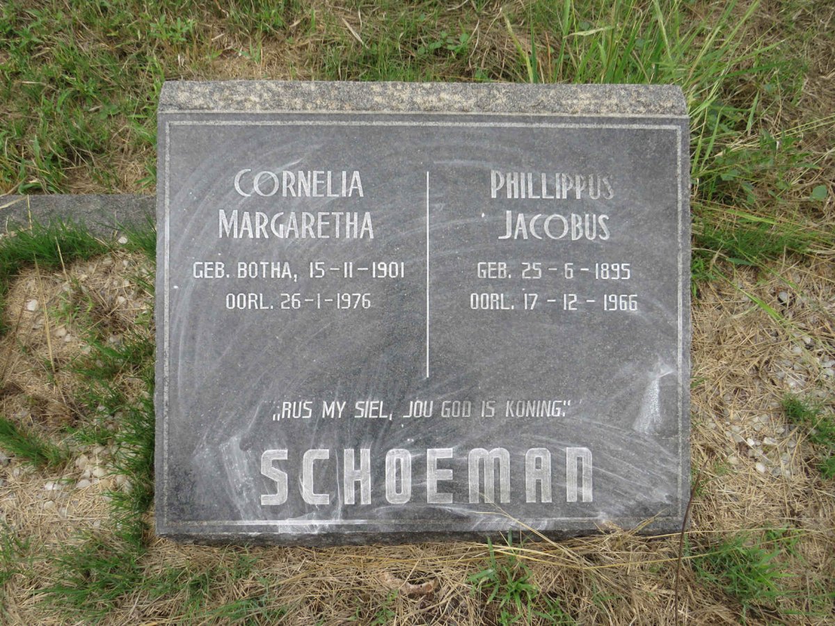 SCHOEMAN Phillippus Jacobus 1895-1966 & Cornelia Margaretha 1901-1976