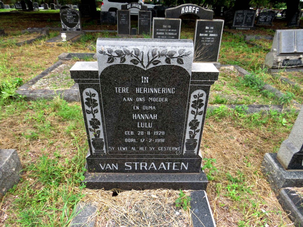 STRAATEN Hannah Lulu, van 1928-1991