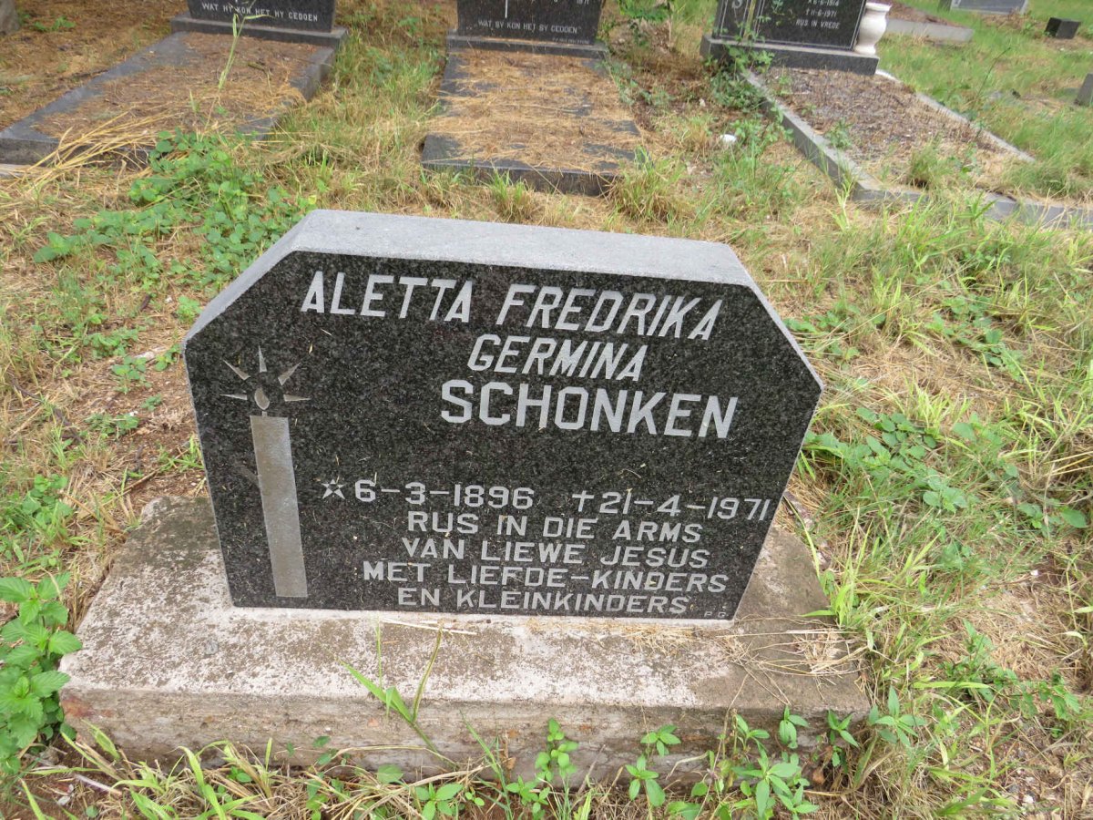 SCHONKEN Aletta Fredrika Germina 1896-1971