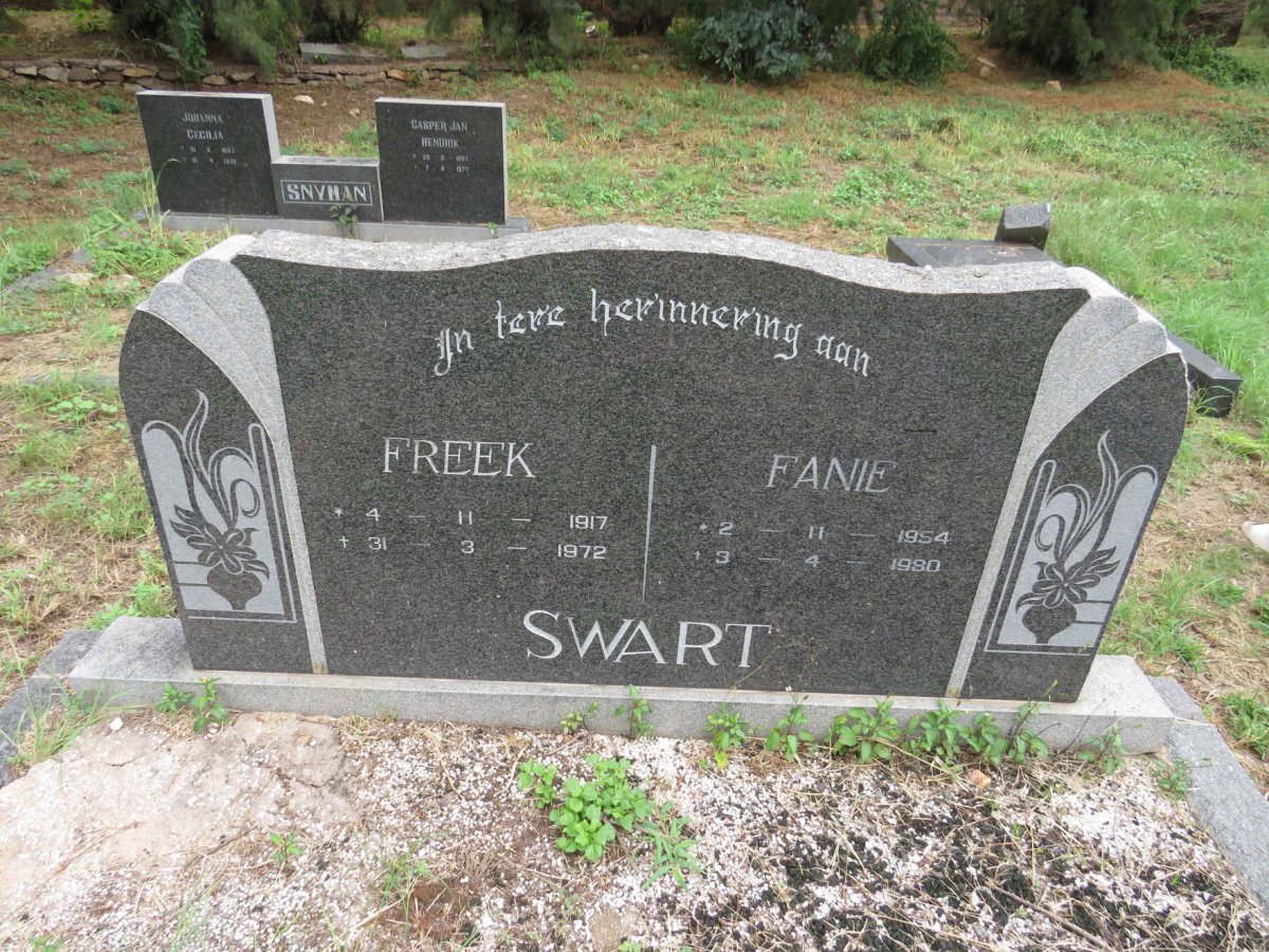SWART Freek 1917-1972 :: SWART Fanie 1954-1980