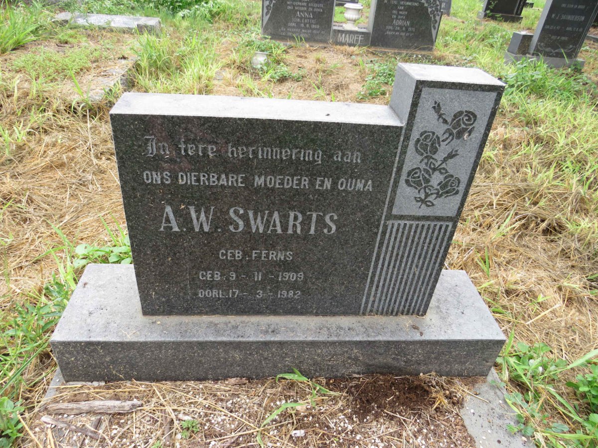 SWARTS A.W. nee FERNS 1909-1982