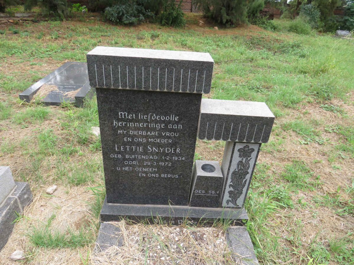 SNYDER Lettie nee BUITENDAG 1934-1972