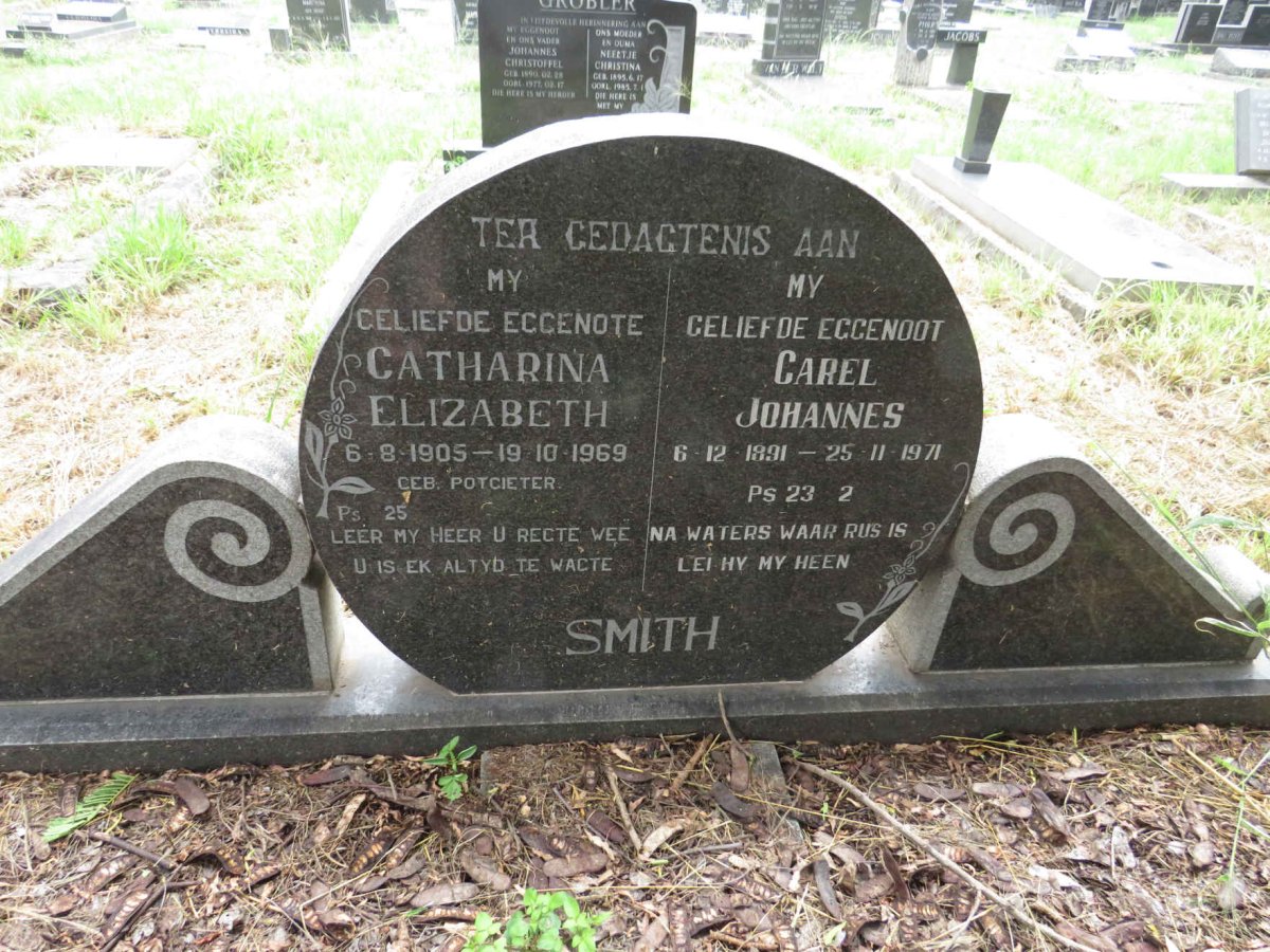 SMITH Carel Johannes 1891-1971 & Catharina Elizabeth POTGIETER 1905-1969