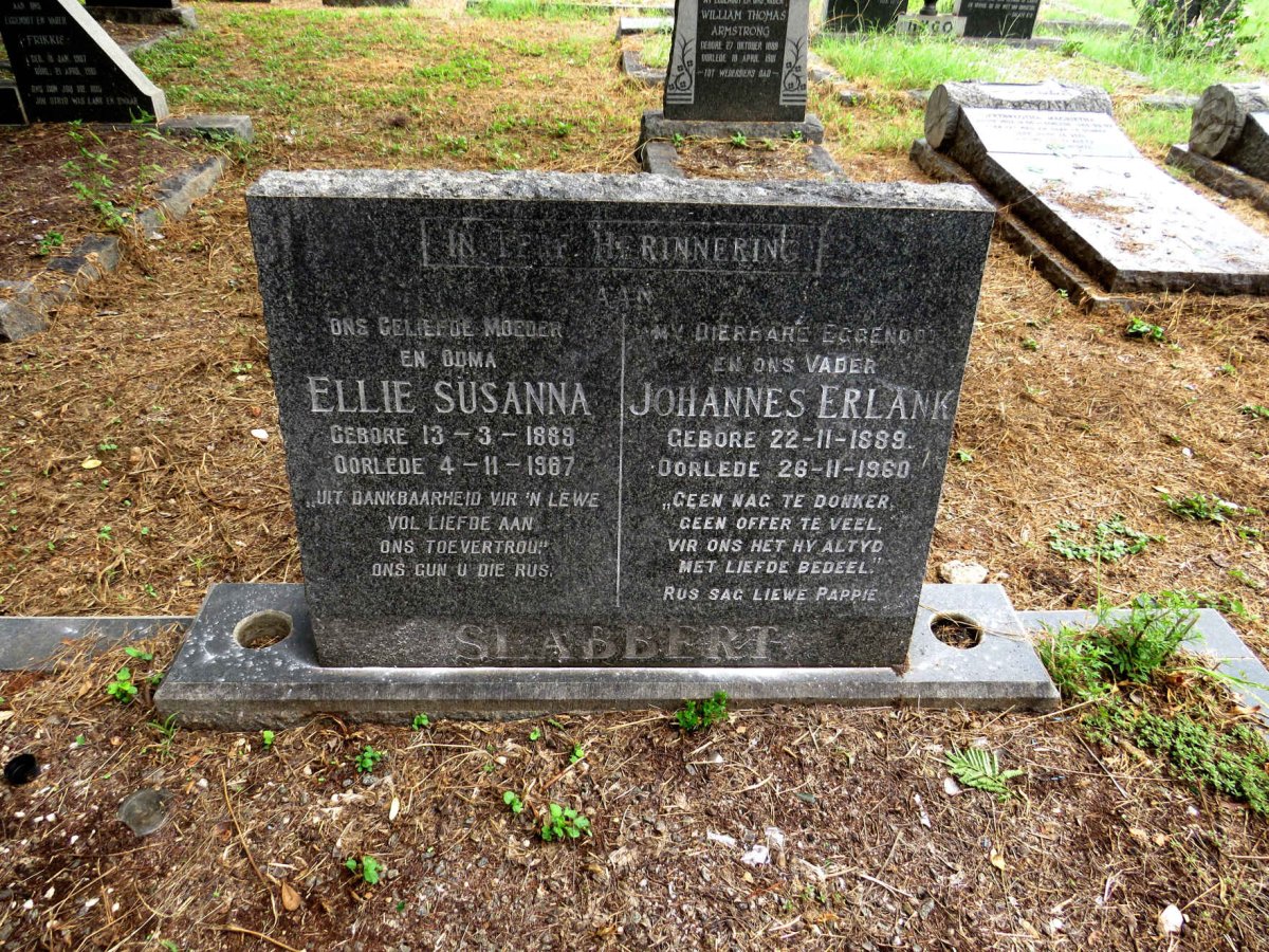 SLABBERT Johannes Erlank 1889-1960 & Ellie Susanna 1889-1967