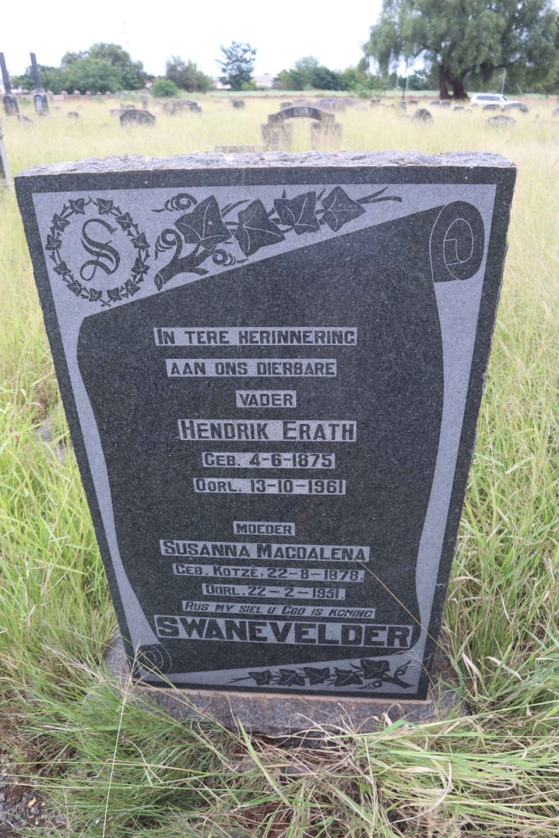 SWANEVELDER Hendrik Erath 1875-1961 & Susanna Magdalena KOTZE 1878-1951