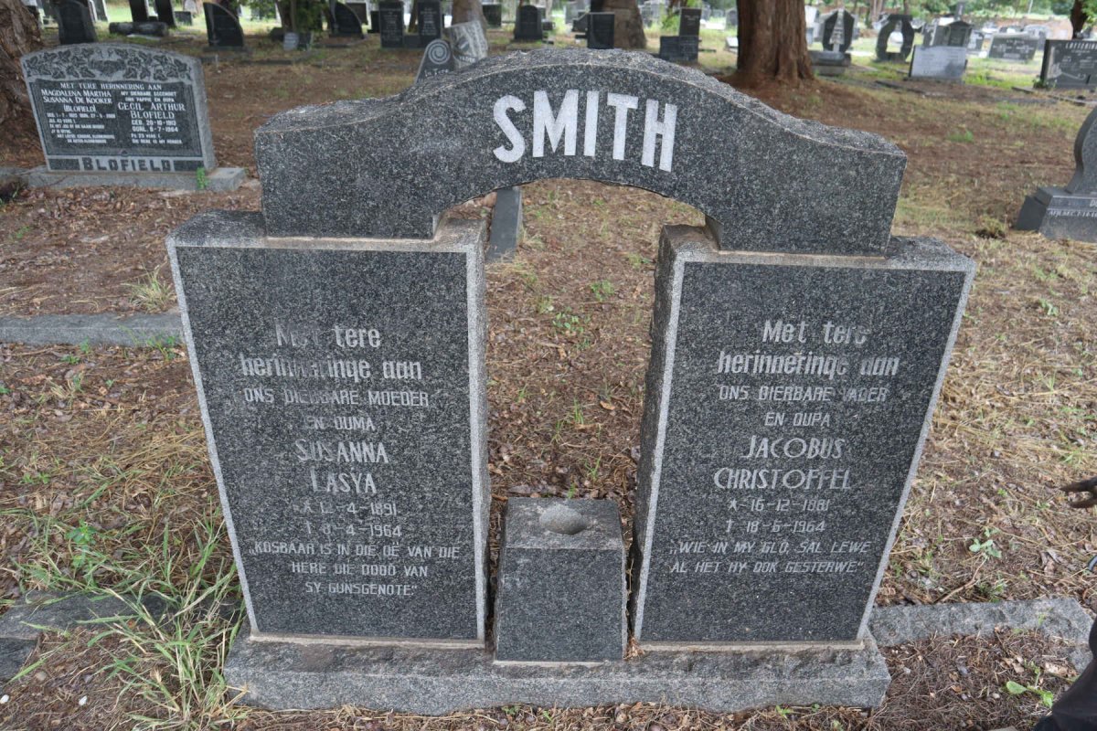 SMITH Jacobus Christoffel 1881-1964 & Susanna Lasya 1891-1964