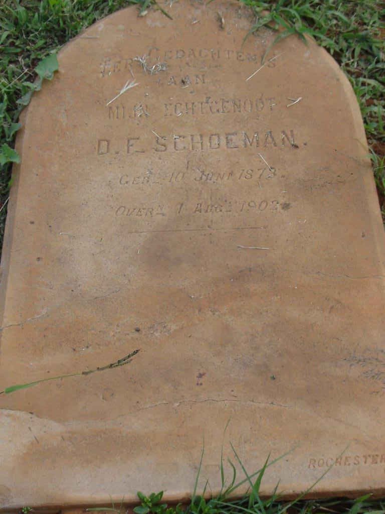 SCHOEMAN D.F. 1873-1902