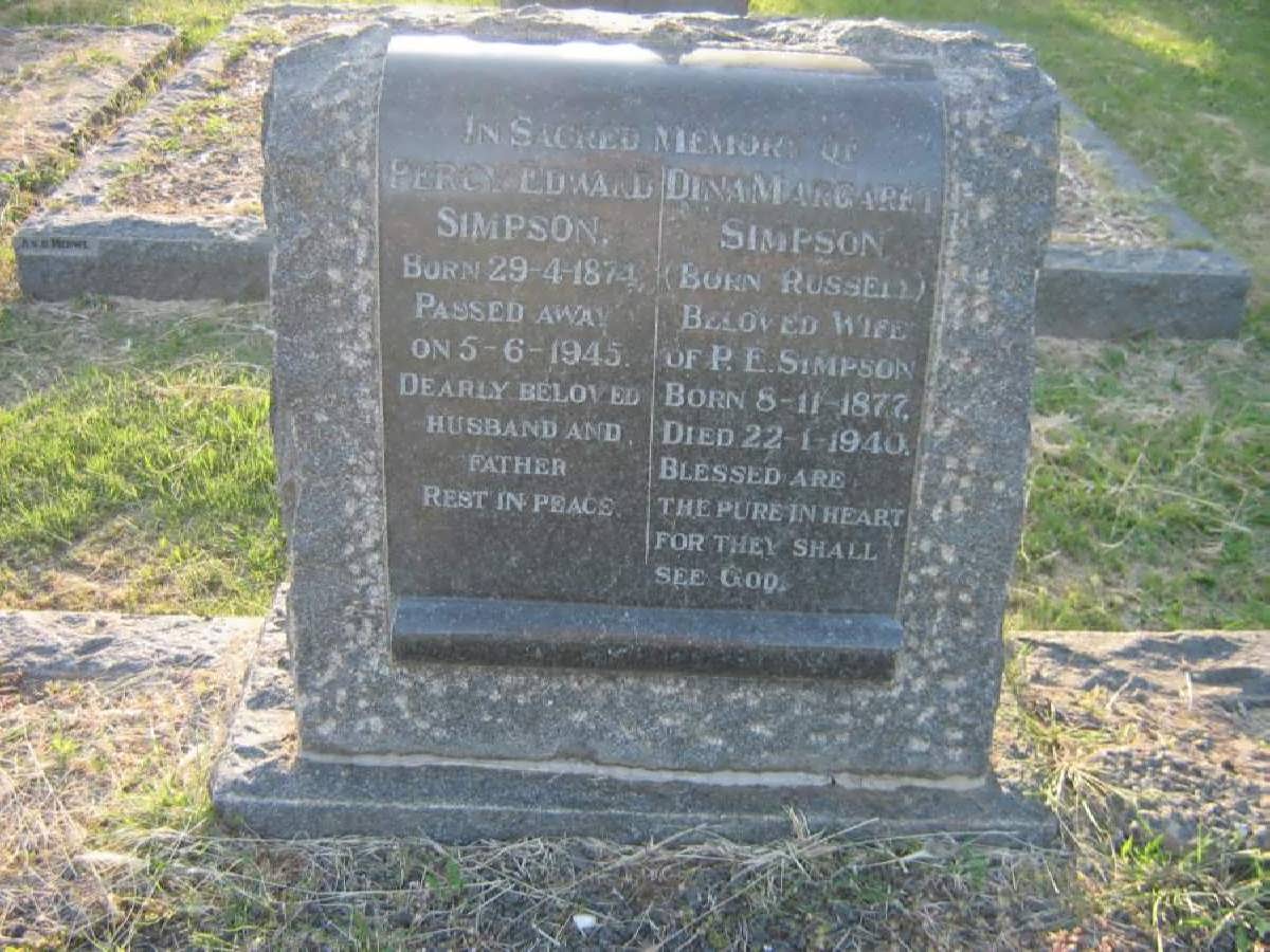 SIMPSON Percy Edward 1874-1945 &amp; Dina Margaret RUSSELL 1877-1940