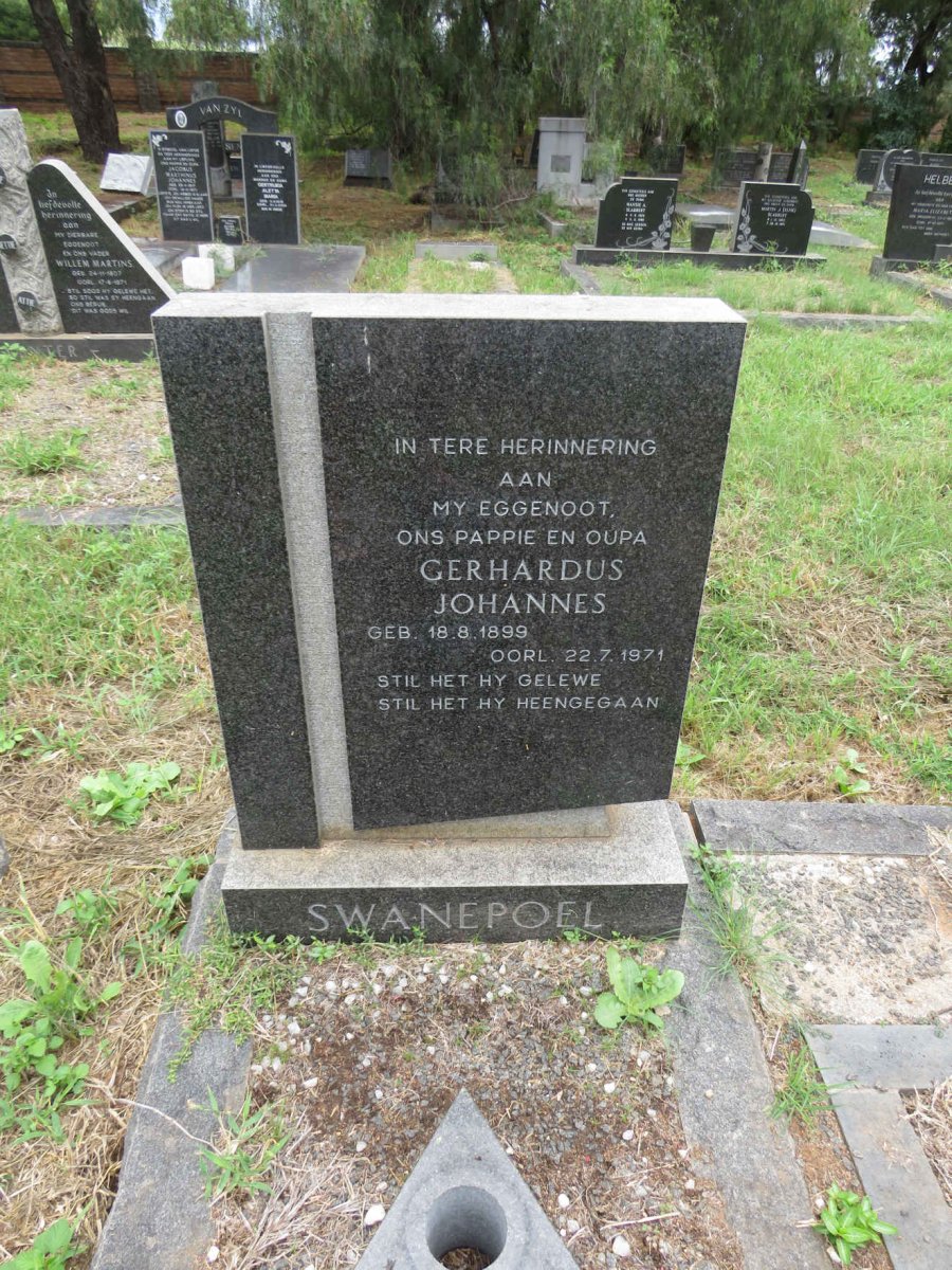 SWANEPOEL Gerhardus Johannes 1899-1971 