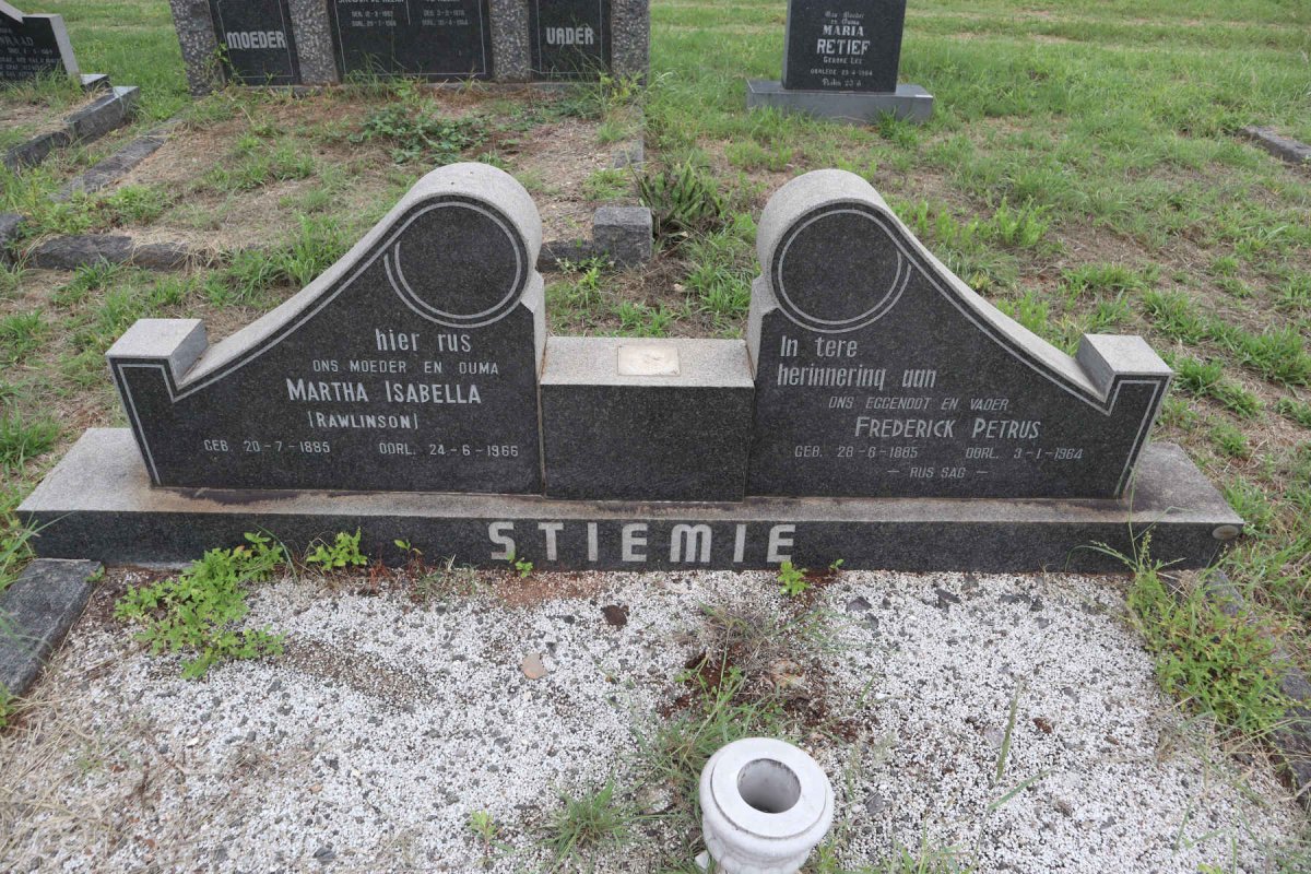 STIEMIE Frederick Petrus 1885-1964 & Martha Isabella nee RAWLINSON 1885-1966