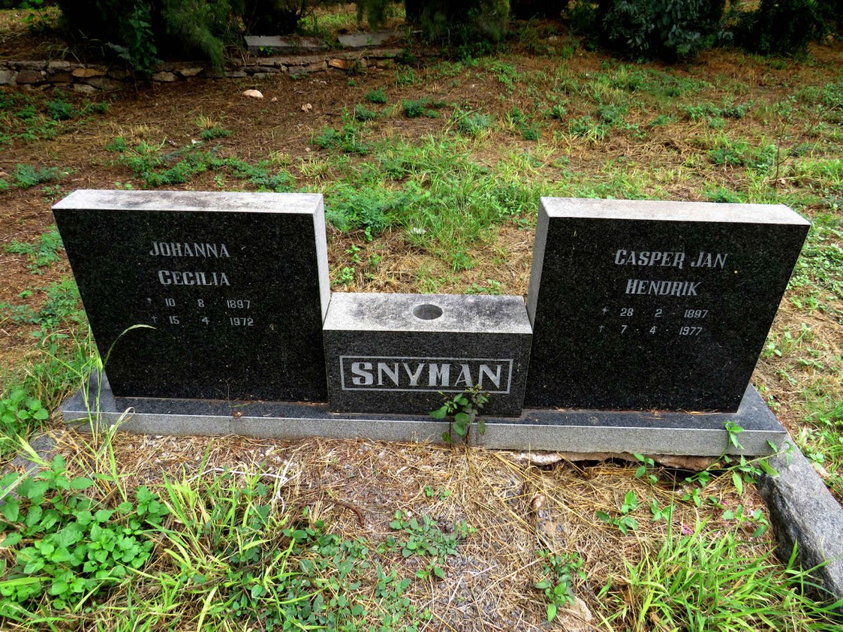SNYMAN Casper Jan Hendrik 1897-1977 & Johanna Cecilia 1897-1972
