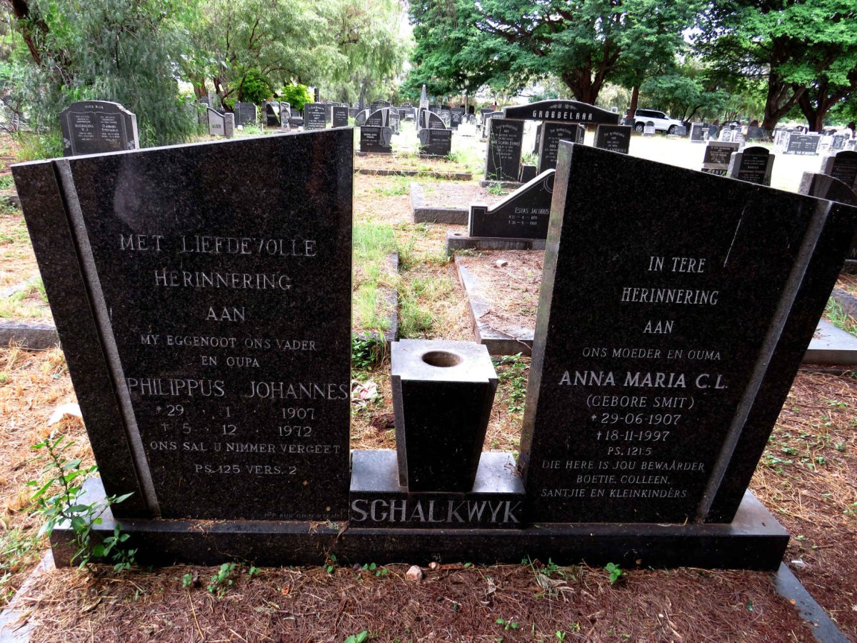 SCHALKWYK Philippus Johannes 1907-1972 & Anna Maria C.L. SMIT 1907-1997