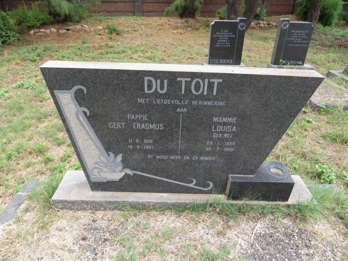 TOIT Gert Erasmus, du 1881-1967 & Louisa NEL 1889-1966