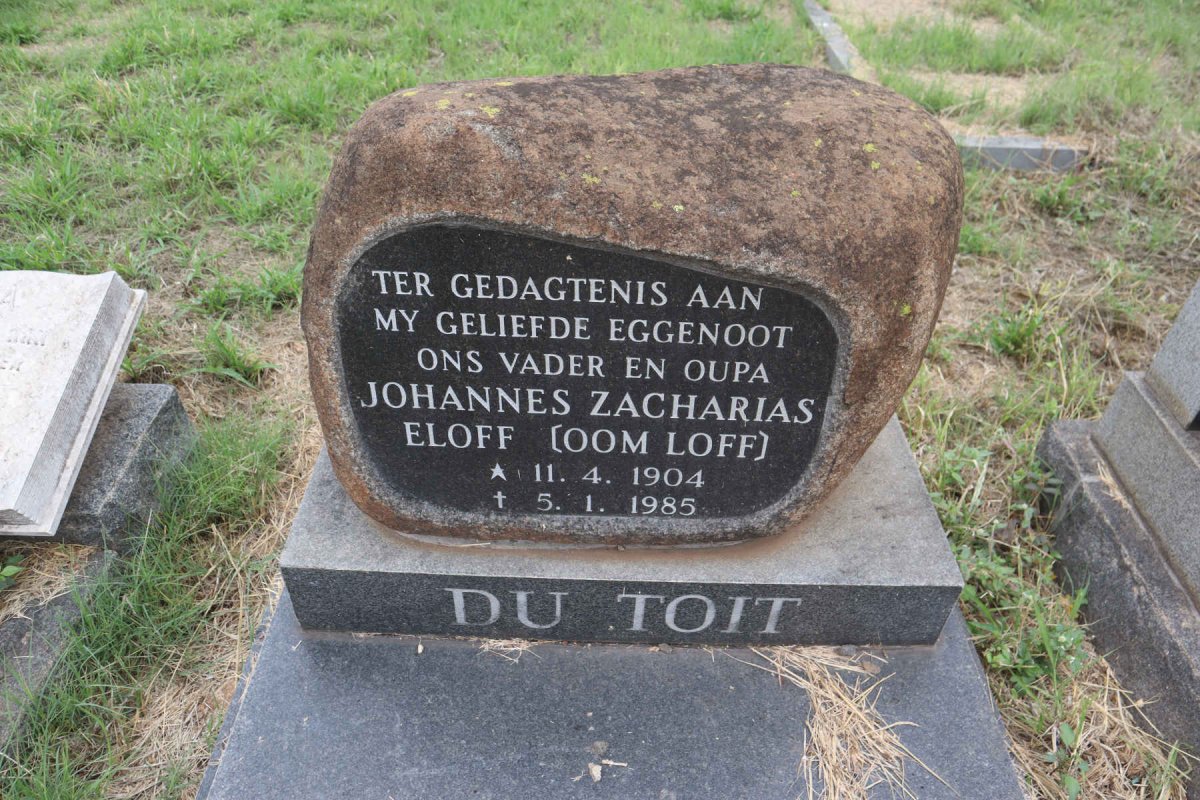 TOIT Johannes Zacharias Eloff, du 1904-1985 