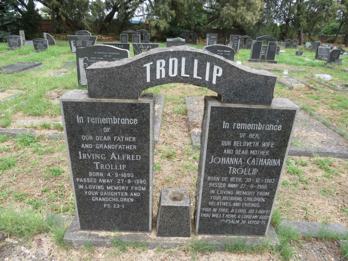 TROLLIP Irving Alfred 1890-1990 & Johanna Catharina DE BEER 1903-1966