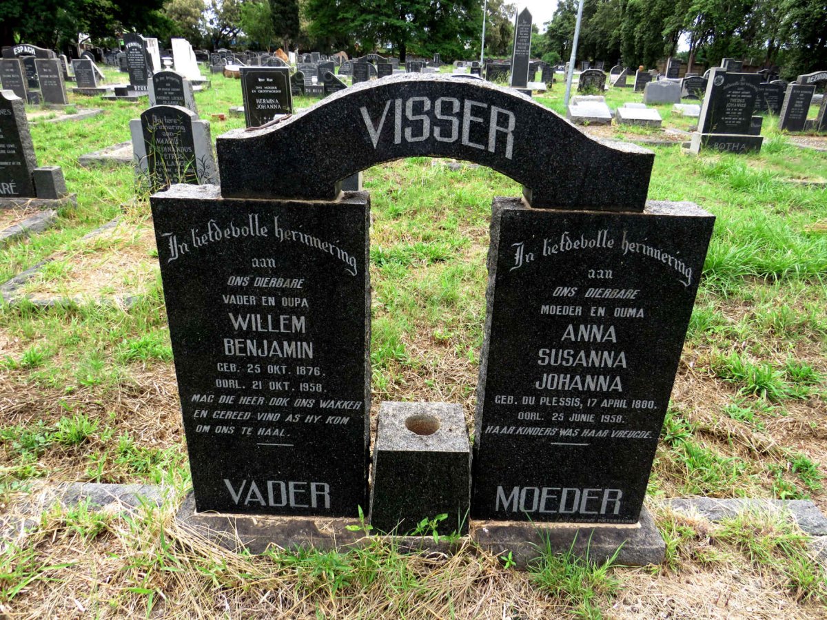 VISSER Willem Benjamin 1876-1958 & Anna Susanna Johanna DU PLESSIS 1880-1958
