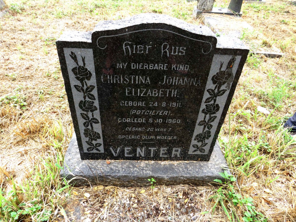 VENTER Christina Johanna Elizabeth nee POTGIETER 1911-1960