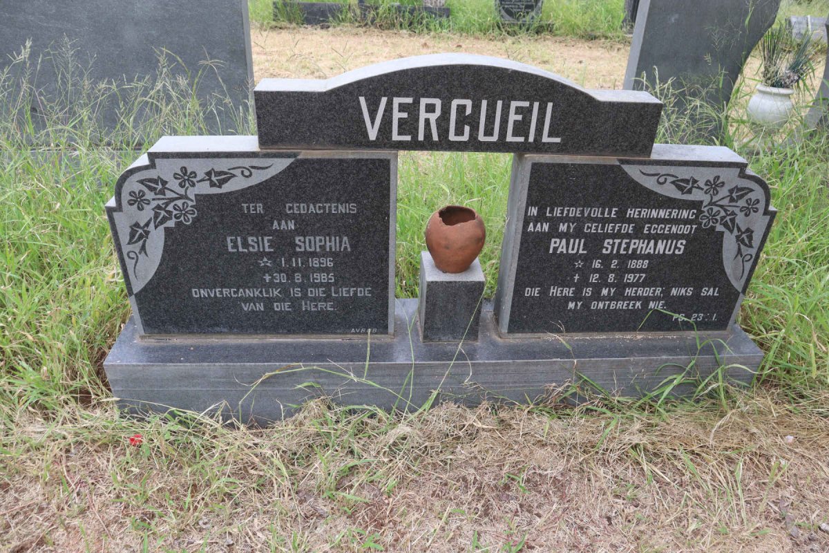 VERCUEIL Paul Stephanus 1888-1977 & Elsie Sophia 1896-1985