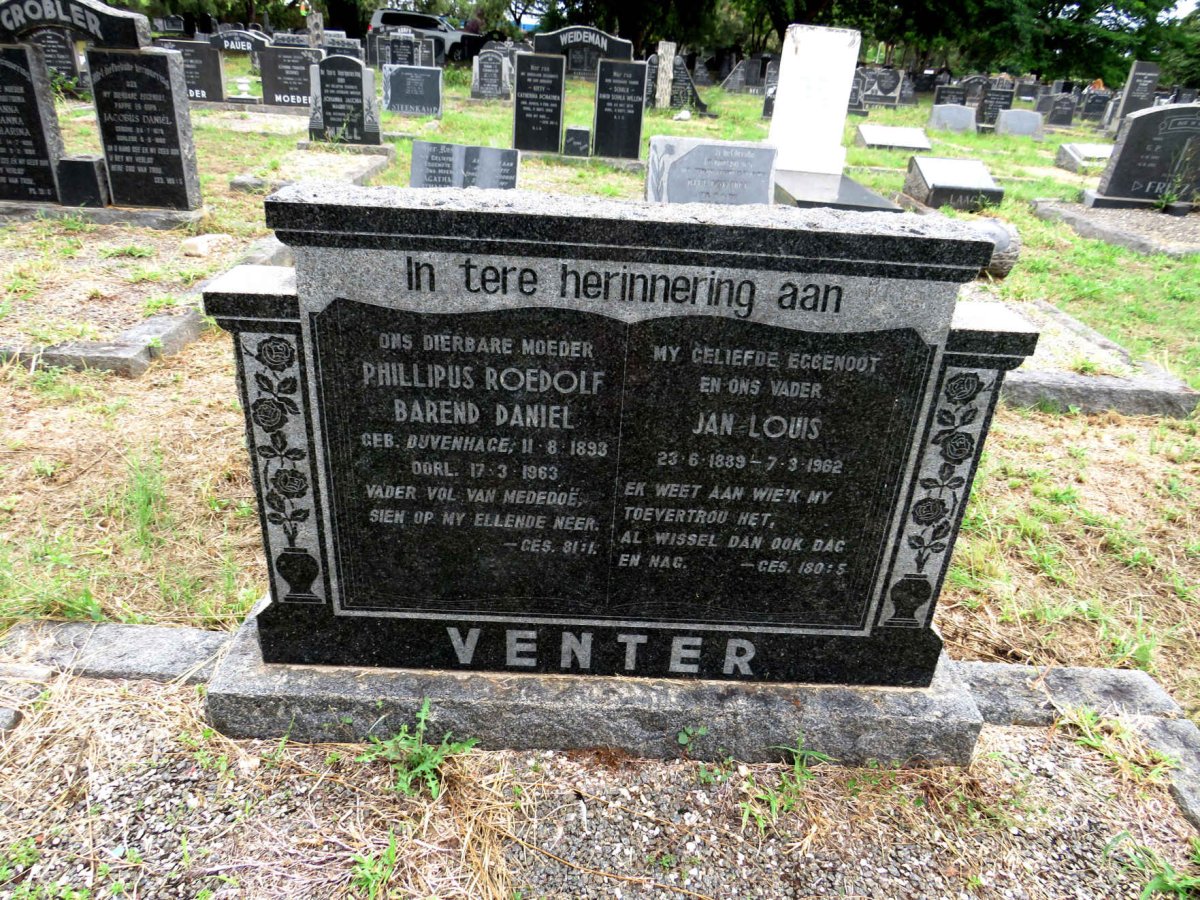 VENTER Jan Louis 1889-1962 & Phillipus Roedolf Barend Daniel DUVENHAGE 1893-1963