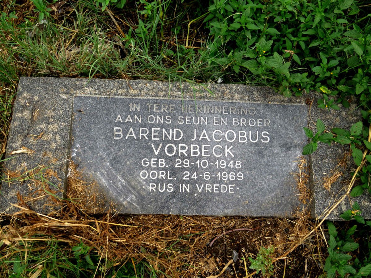 VORBECK Barend Jacobus 1948-1969