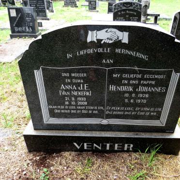 VENTER Hendrik Johannes 1926-1970 & Anna J.E. VAN NIEKERK 1933-2008