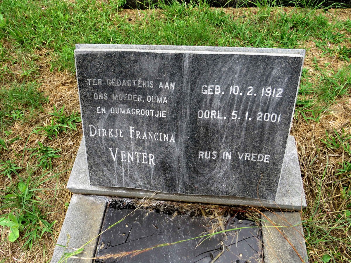 VENTER Dirkje Francina 1912-2001