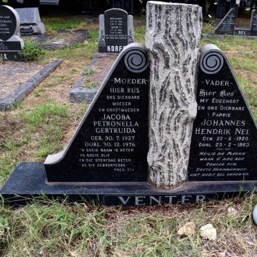 VENTER Johannes Hendrik Nel 1920-1963 & Jacoba Petronella Gertruida 1927-1976