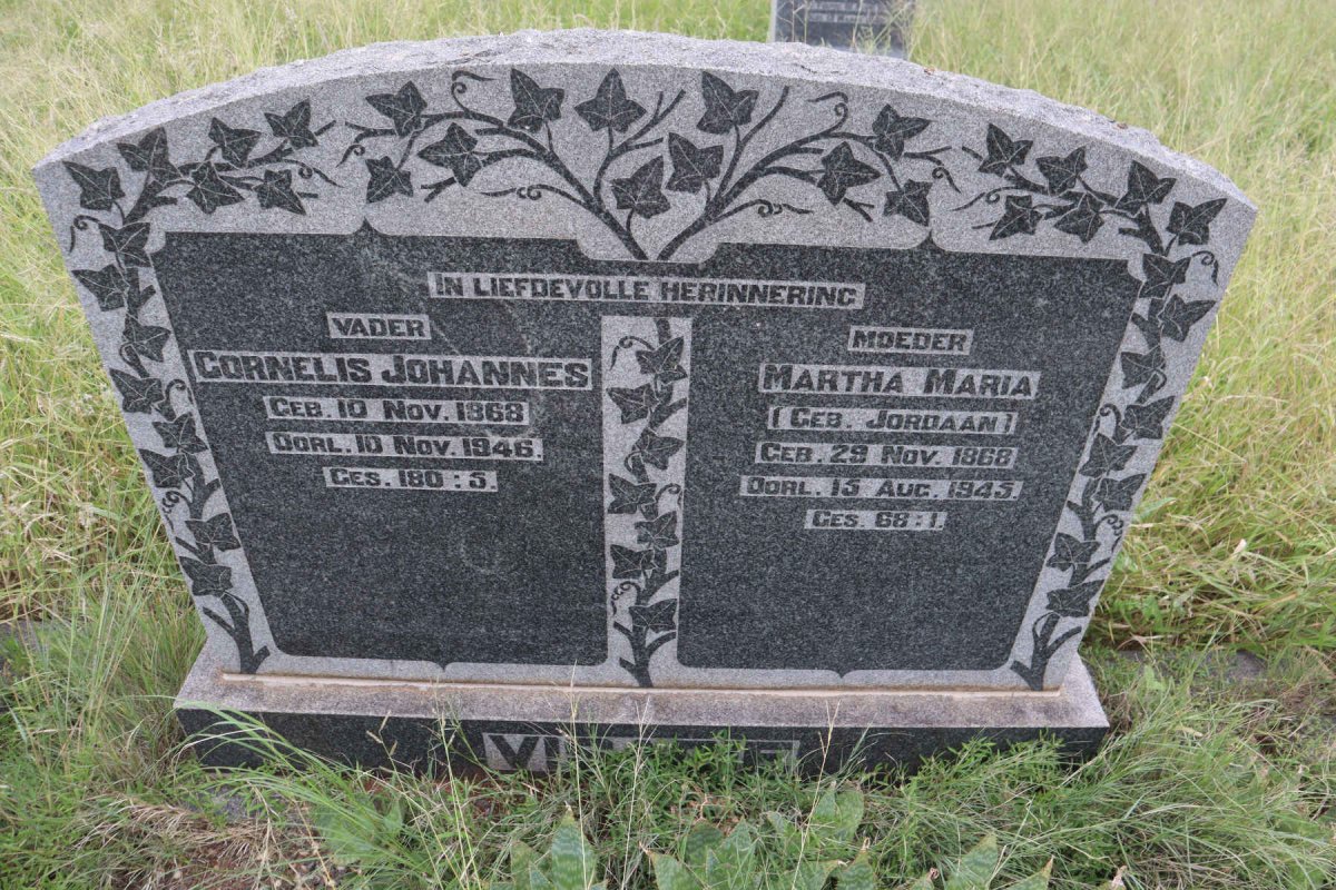 VISAGIE Cornelis Johannes 1868-1946 & Martha Maria nee JORDAAN 1868-1945