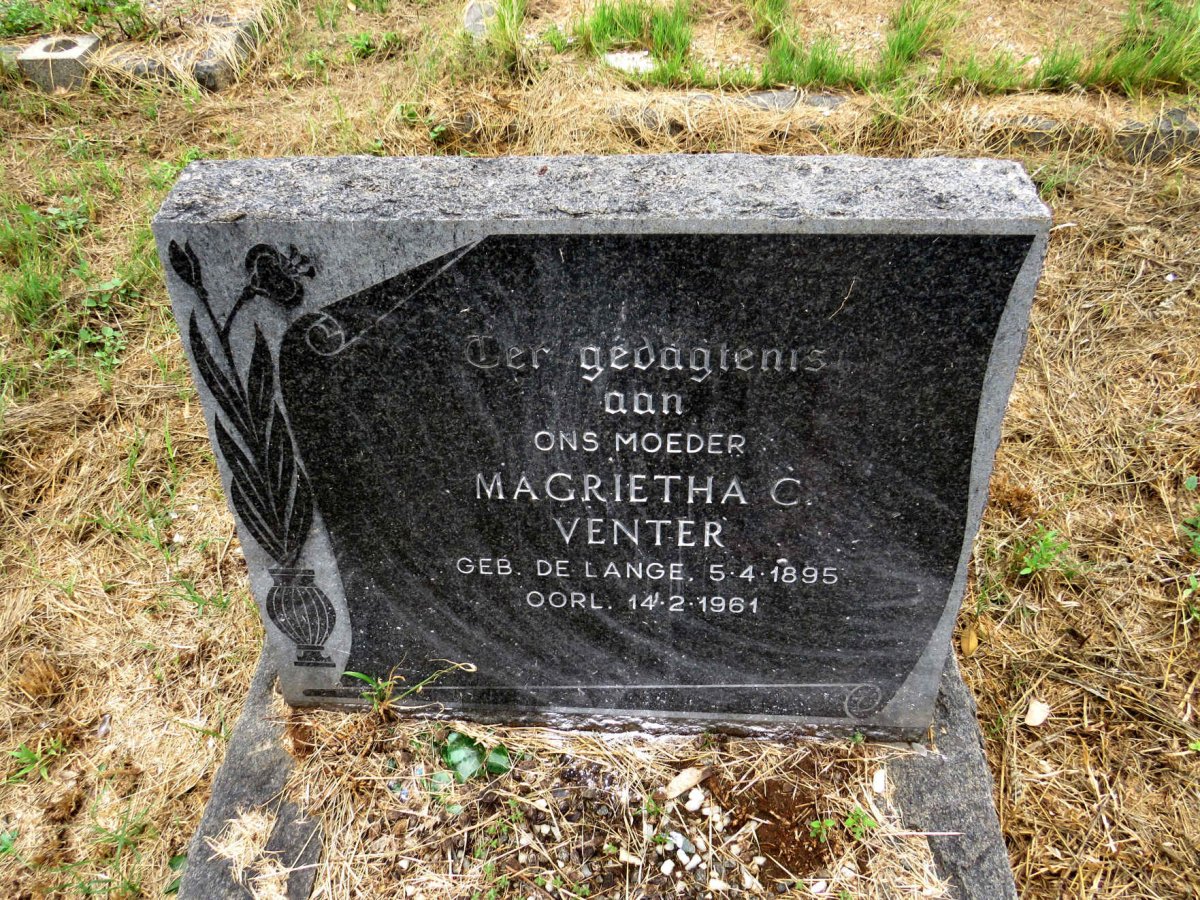 VENTER Magrietha C. nee DE LANGE 1895-1961