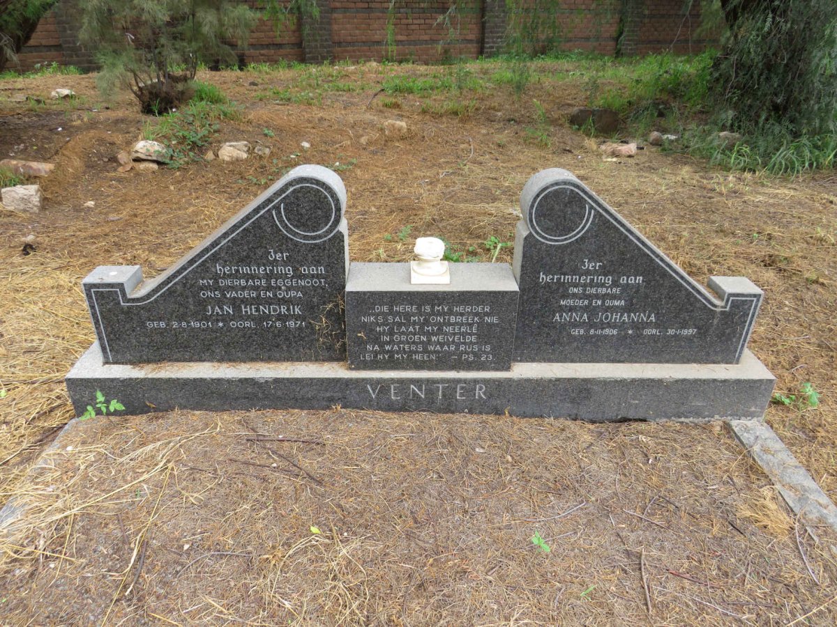 VENTER Jan Hendrik 1901-1971 & Anna Johanna 1906-1971