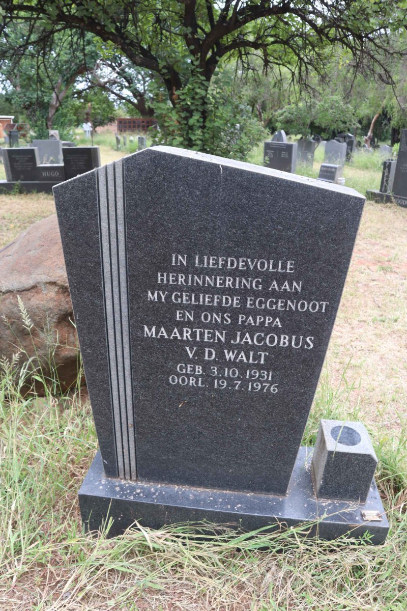 WALT Maarten Jacobus, van der 1931-1976