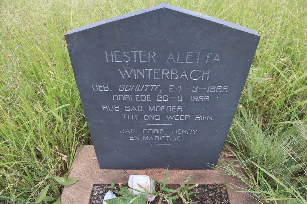 WINTERBACH Hester Aletta nee SCHUTTE 1869-1956