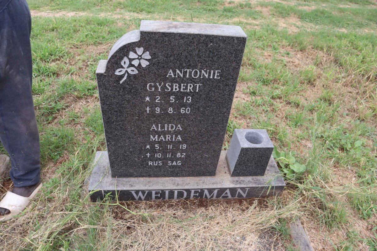 WEIDEMAN Antonie Gysbert 1913-1960 & Alida Maria 1919-1982