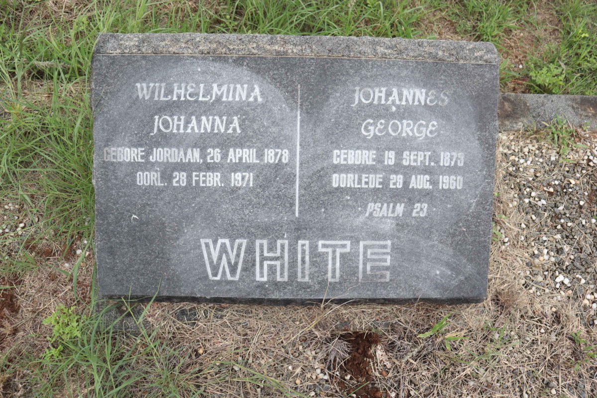 WHITE Johannes George 1879-1960 & Wilhelmina Johanna JORDAAN 1878-1971