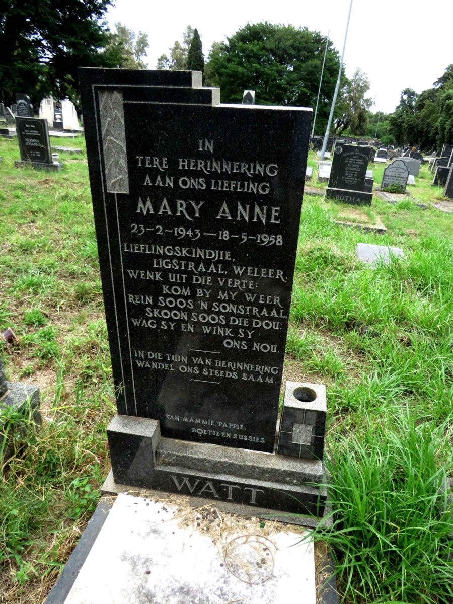 WATT Mary Anne 1943-1958