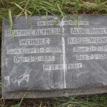 WERNDLE Alois Rudolf Karel 1871-1954 & Beatrice Alfreda KEEVY 1887-1954