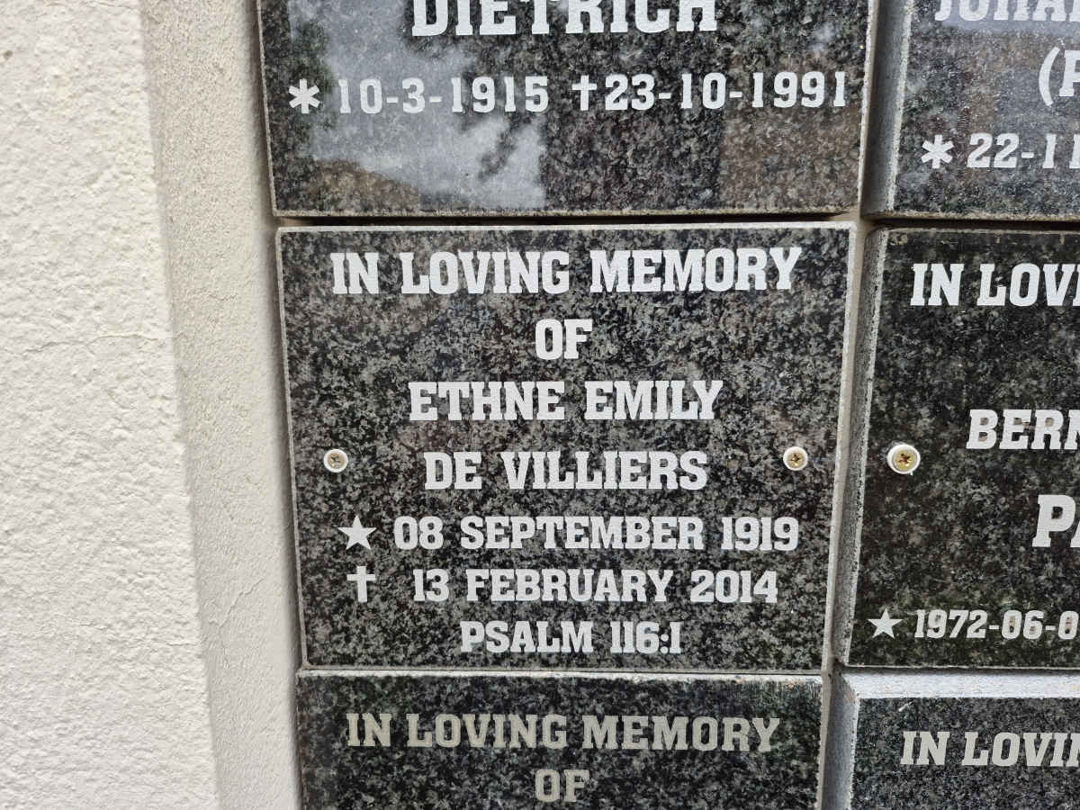 VILLIERS Ethne Emily, de 1919-2014