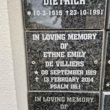 VILLIERS Ethne Emily, de 1919-2014