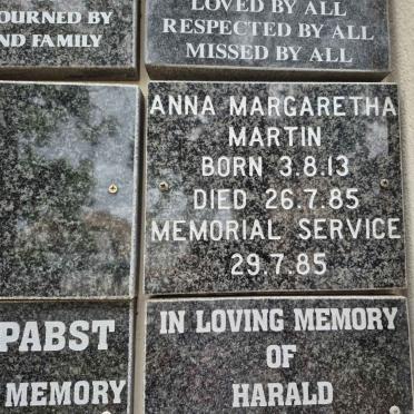 MARTIN Anna Margaretha 1913-1985