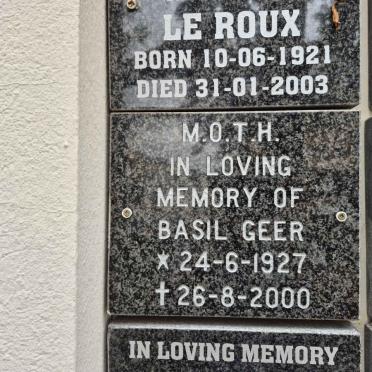 GEER Basil 1927-2000