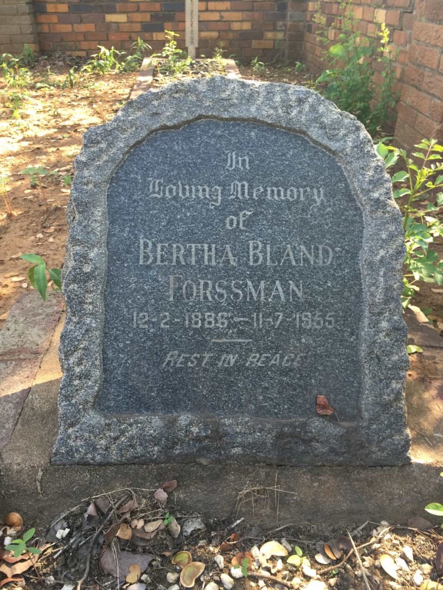 FORSSMAN Bertha Bland 1886-1955